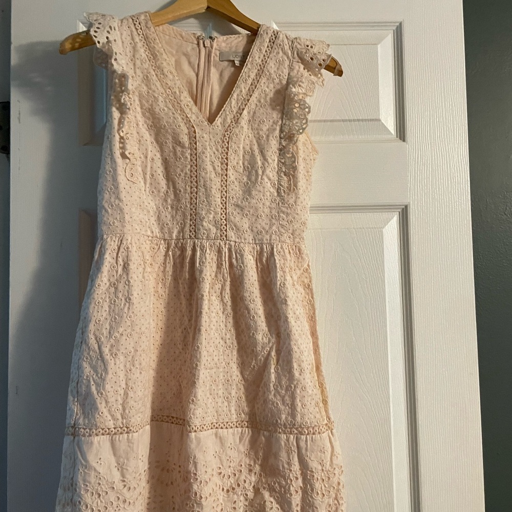 LOFT Eyelet Lace Dress in Soft Pink